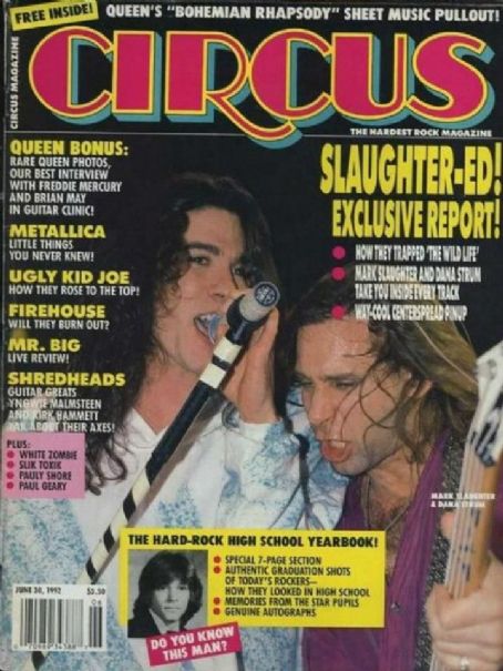 Mark Slaughter, Dana Strum, Circus Magazine 30 June 1992 Cover Photo ...