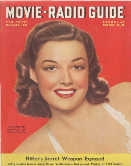 Ann Sheridan, Movie-radio Guide Magazine 18 October 1940 Cover Photo ...