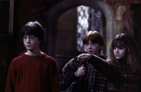 Daniel Radcliffe as Harry Potter, Rupert Grint as Ron Weasley and Emma ...