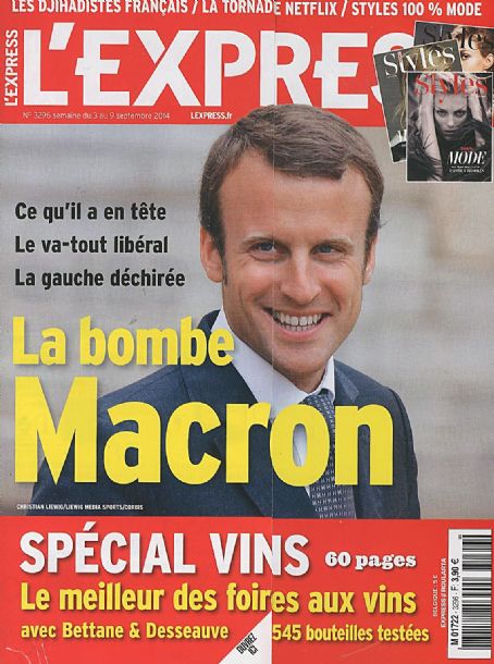 Emmanuel Macron, L'Express Magazine 03 September 2014 Cover Photo - France