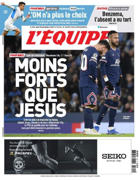 Lionel Messi, Neymar, L'equipe Magazine 25 November 2021 Cover Photo ...