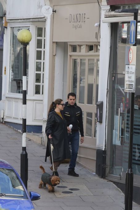 Kelly Brook and Jeremy Parisi take their puppy Teddy to Dandie Dog Cafe in Hampstead