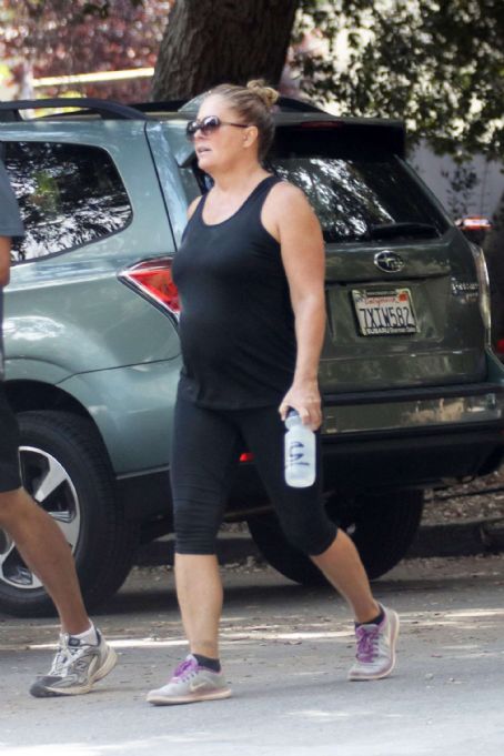Nicole Eggert hiking at Fryman Canyon in LA