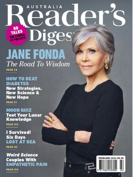 Jane Fonda, Reader's Digest Magazine February 2023 Cover Photo - Australia