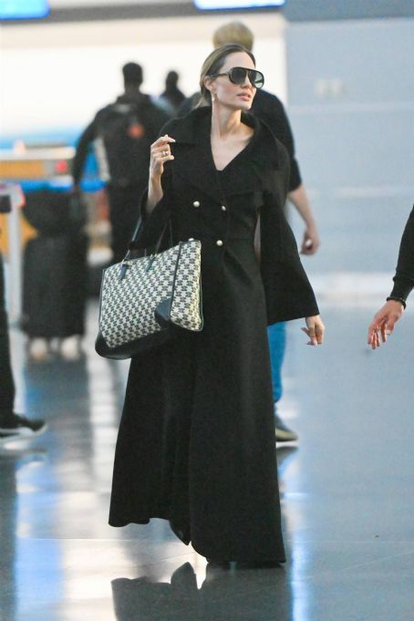 Angelina Jolie Wore Dior Departing from JFK Airport in Queens, NYC