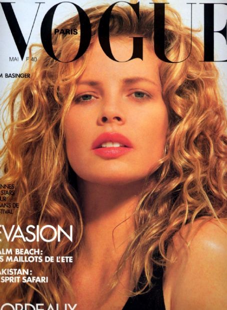 Kim Basinger, Vogue Magazine May 1987 Cover Photo - France