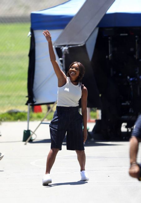 Gabrielle Union – With Octavia Spencer on the set of ‘Truth be Told’ at Griffith Park