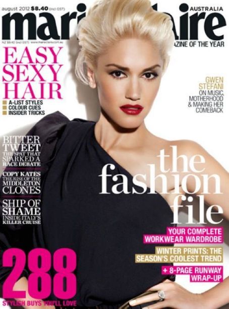 Gwen Stefani, Marie Claire Magazine August 2012 Cover Photo - Australia