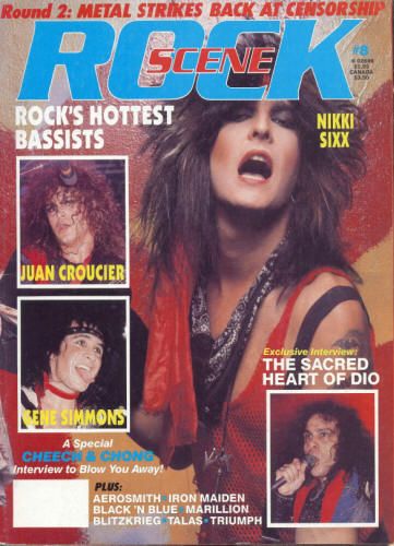 Nikki Sixx, Rock Scene Magazine April 1986 Cover Photo - United States