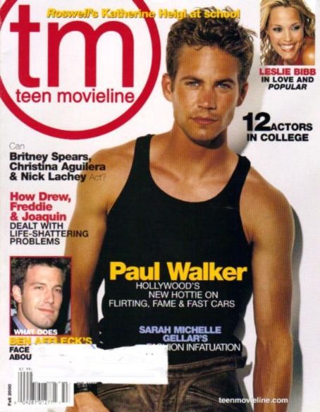 Paul Walker, Teen Movieline Magazine October 2000 Cover Photo - United ...