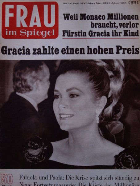 Grace Kelly, Frau im Spiegel Magazine 07 August 1967 Cover Photo - West ...