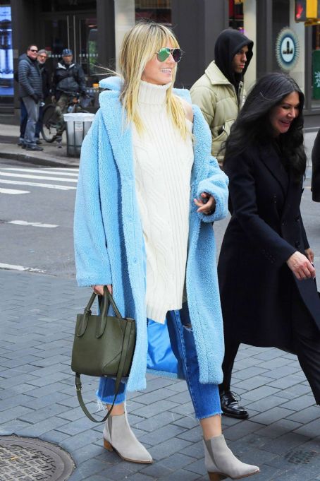 Heidi Klum in Light Blue Coat – Out in SoHo | Heidi Klum Picture ...