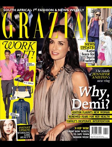 Demi Moore, Grazia Magazine 18 July 2012 Cover Photo - South Africa