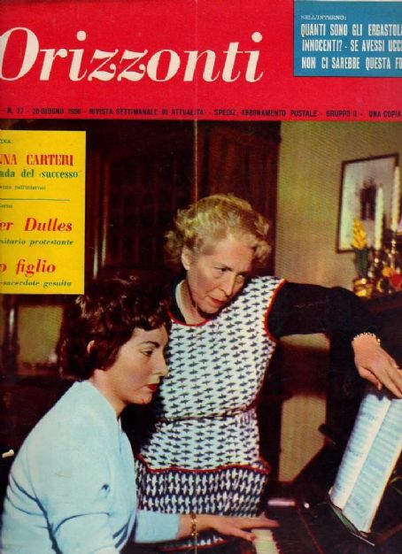 Rosanna Carteri, Orizzonti Magazine 28 June 1956 Cover Photo - Italy