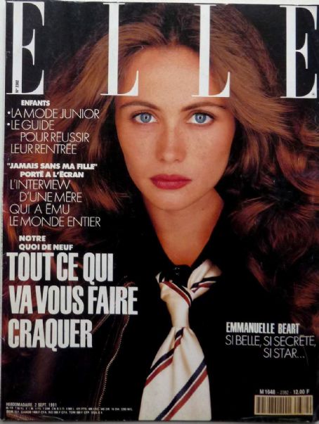 Emmanuelle Béart, Elle Magazine 02 September 1991 Cover Photo - France