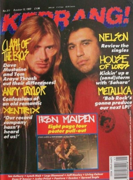 Tom Araya Dave Mustaine Kerrang Magazine 13 October 1990 Cover Photo