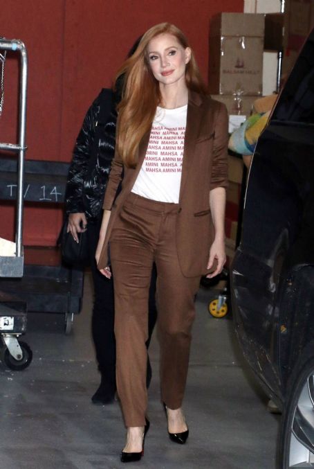 Jessica Chastain – Exiting Live With Kelly and Michael talk show in New York