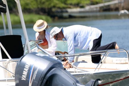Hilaria Baldwin – in a boat in Montauk Hamptons Beach New York
