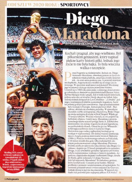 Diego Maradona - Tele Tydzien Pozegnania Magazine Pictorial [Poland] (5 October 2021)