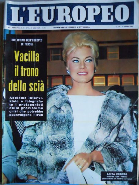 Anita Ekberg - L'Europeo Magazine Cover [Italy] (15 June 1961)