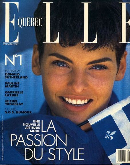 Linda Evangelista, Elle Quebec Magazine September 1989 Cover Photo - Canada