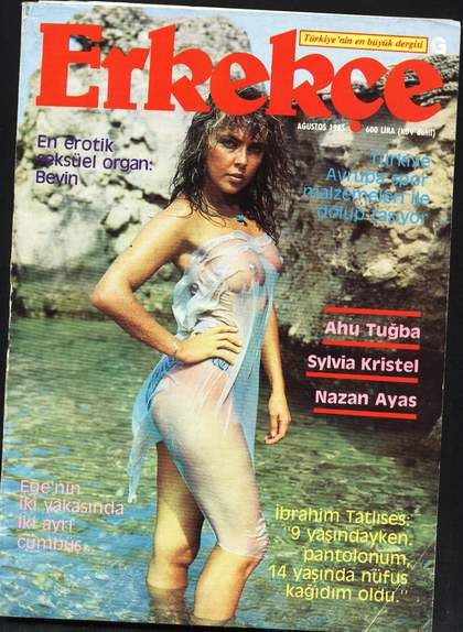 Ahu Tugba, Erkekçe Magazine August 1985 Cover Photo - Turkey