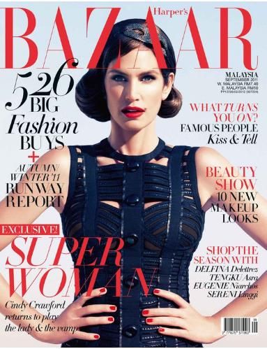 Cindy Crawford, Harper's Bazaar Magazine September 2011 Cover Photo ...