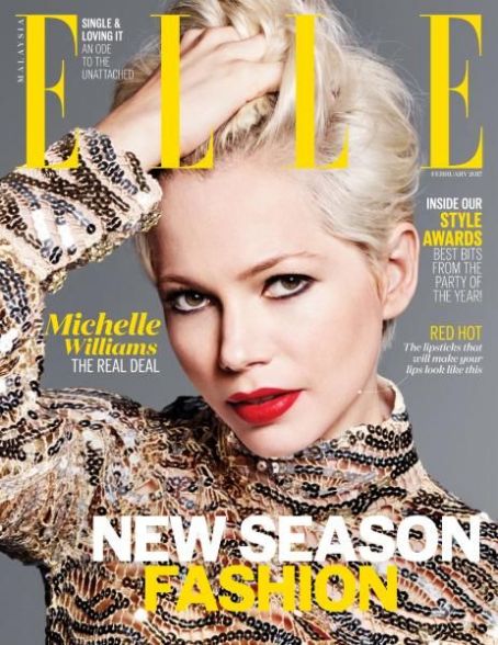 Michelle Williams, Elle Magazine February 2017 Cover Photo - Malaysia