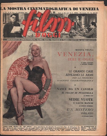 Diana Dors - Film D'oggi Magazine Cover [Italy] (16 August 1956)