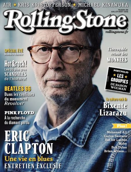 Eric Clapton, Rolling Stone Magazine August 2016 Cover Photo - France