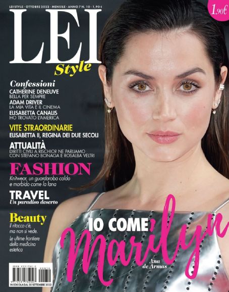 Ana de Armas, Blonde, Lei Style Magazine October 2022 Cover Photo - Italy