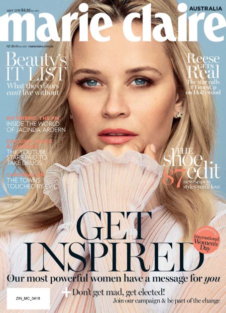 Reese Witherspoon, Marie Claire Magazine April 2018 Cover Photo - Australia