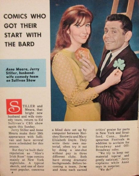 Anne Meara and Jerry Stiller - The Detroit News TV Magazine Pictorial [United States] (22 January 1967)