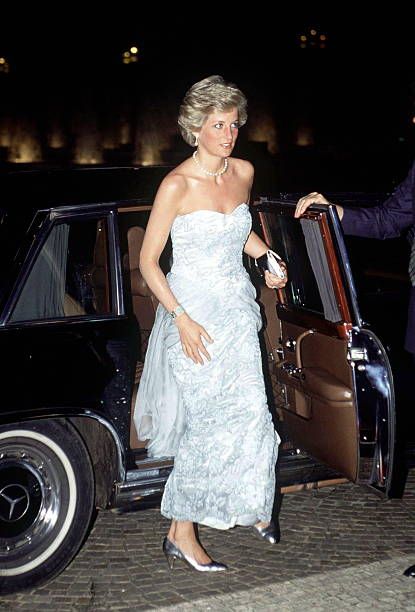 Princess Diana attends a banquet at the president's palace in Yaounde ...