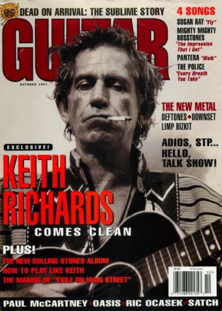 Keith Richards, Guitar World Magazine October 1997 Cover Photo - United ...