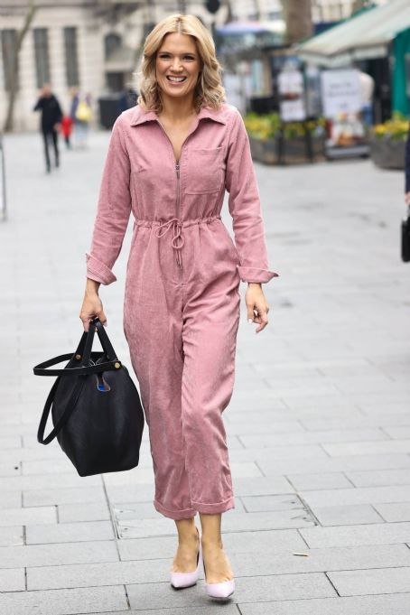 Charlotte Hawkins – Seen in a pink jumpsuit at Classic FM studios in London