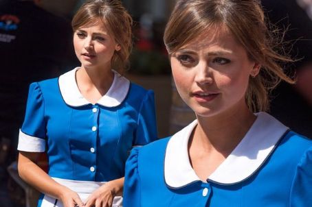 Doctor Who's Jenna Coleman looks hot in short waitress uniform as she films new scenes