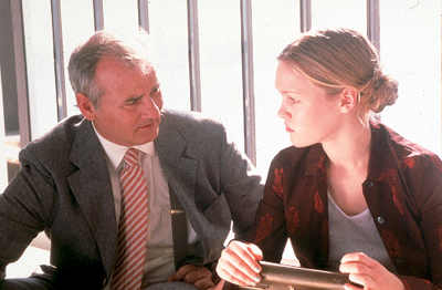 Bill Murray as Polonius and Julia Stiles as Ophelia in Miramax's Hamlet - 2000