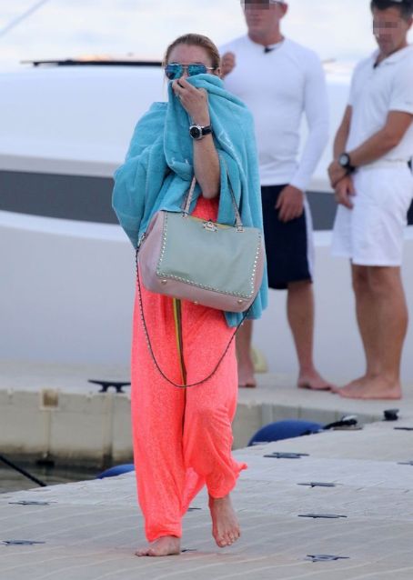 Lindsay Lohan and Denis Papageorgiou- out in Mykonos September 2016