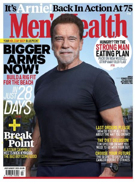 Arnold Schwarzenegger Mens Health Magazine July 2023 Cover Photo United Kingdom