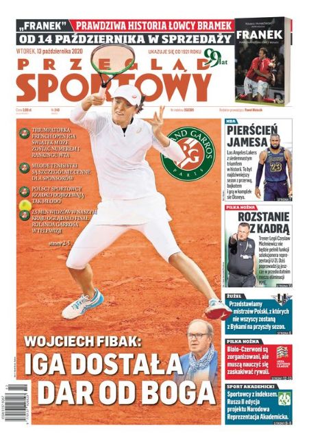 Iga Swiatek Przeglad Sportowy Magazine 13 October 2020 Cover Photo Poland