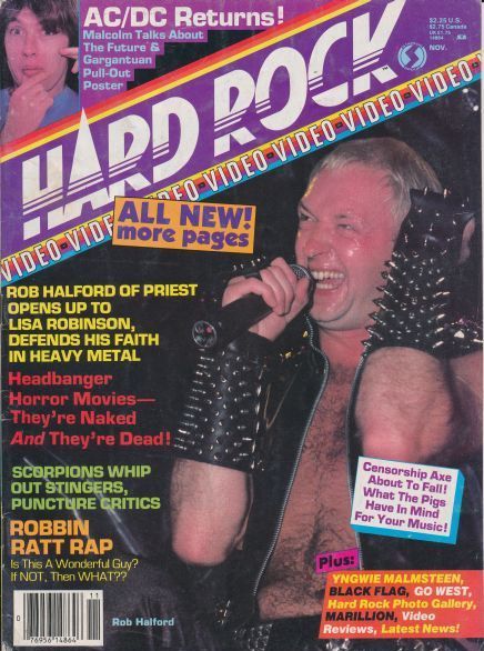 Rob Halford, Hard Rock Magazine Magazine November 1985 Cover Photo ...