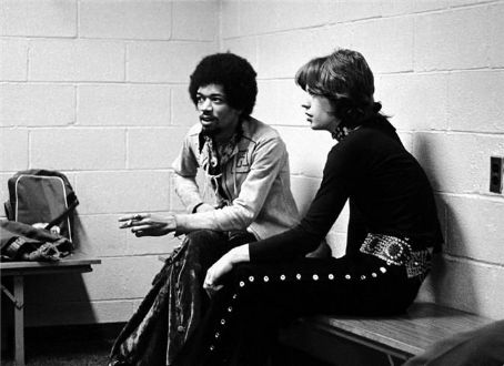 Jimi Hendrix and Mick Jagger, Madison Square Garden, New York City, 1969