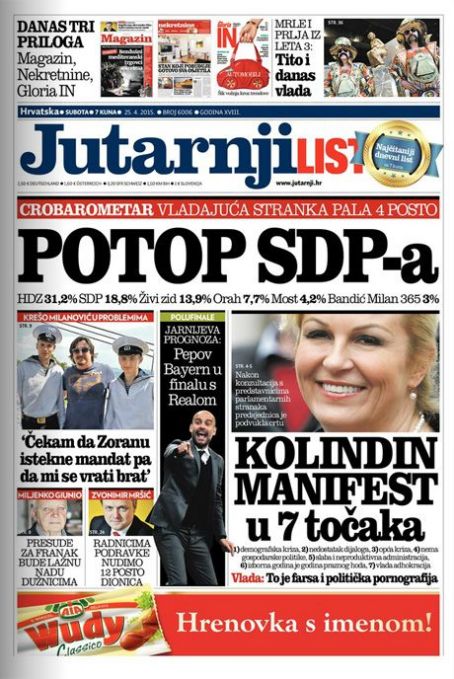 Kolinda Grabar Kitarovic, Jutarnji List Magazine 25 April 2015 Cover ...