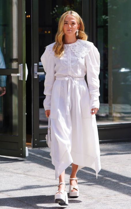 Zoey Deutch – – In white dress leaving her Hotel in New York City