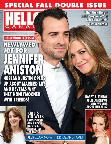 Jennifer Aniston, Justin Theroux - Hello! Magazine Cover [Canada] (19 October 2015)