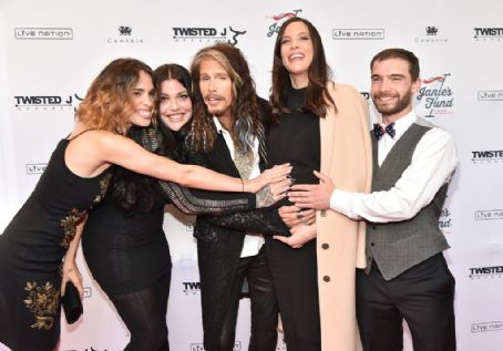 Chelsea Tyler, Mia Tyler, Steven Tyler, Liv Tyler and Taj Tallarico attend 'Steven Tyler...Out on a Limb' Show to Benefit Janie's Fund in Collaboration with Youth Villages - Red Carpet at David Geffen Hall on May 2, 2016 in New York