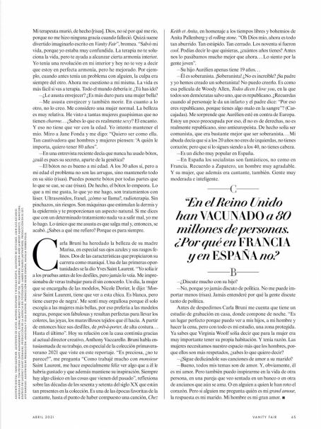 Carla Bruni – Vanity Fair (Espana April 2021)
