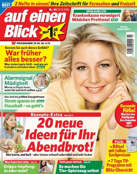 Sophie Schütt, Auf einen Blick Magazine 20 October 2016 Cover Photo ...