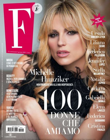 Michelle Hunziker, F Magazine Magazine 07 January 2020 Cover Photo - Italy